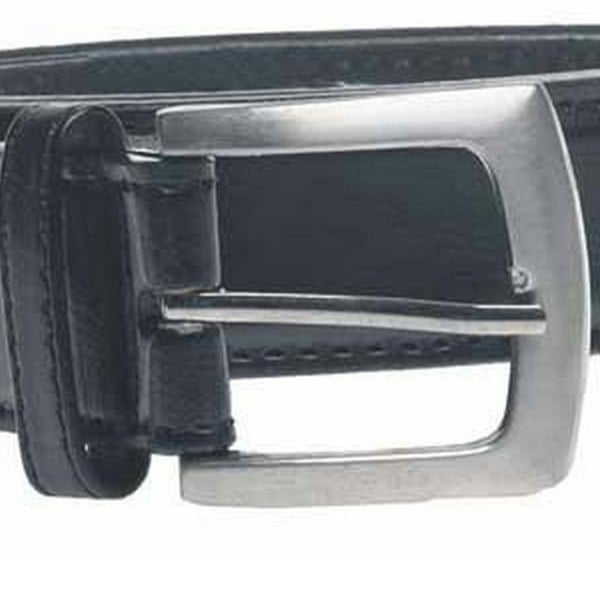 Duke Mens D555 Lewis Bonded Leather Square Buckle Waist Belt - Black