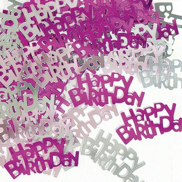 14g Pink and Silver Happy Birthday Confetti Table Scatter for Birthday Party Decorations image 1