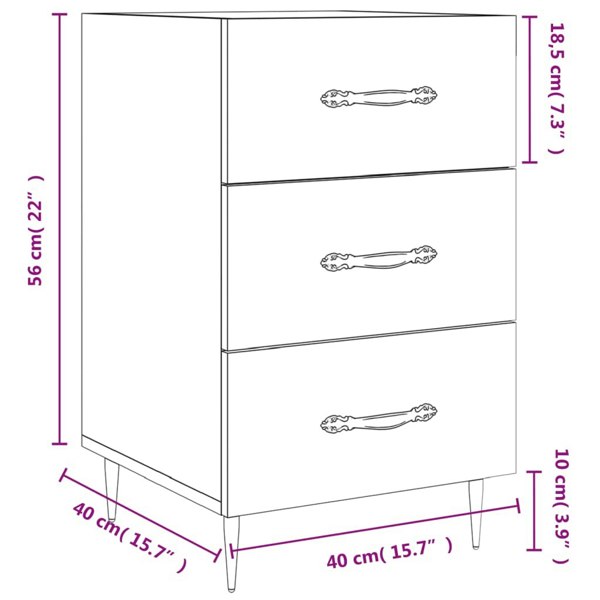 Berkfield Bedside Cabinet Grey Sonoma 40x40x66 cm Engineered Wood