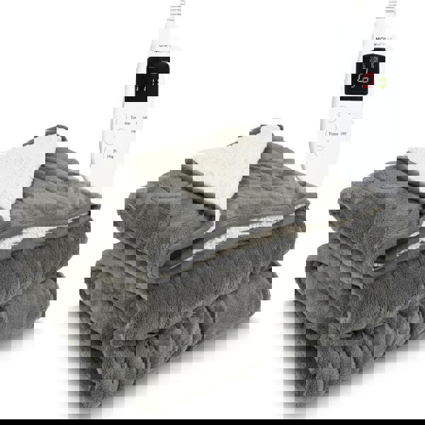 MONHOUSE Heated Electric Throw 9H Timer 9 Heat Setting Shearling Fleece Blanket