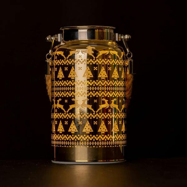 16cm Christmas Decorated Jar Table Skandi Design Gold Lantern image 8