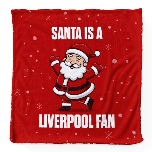 BritishmadeGifts Santa is a Liverpool Football Fan - Luxury Fleece Blanket 150cm X 150cm