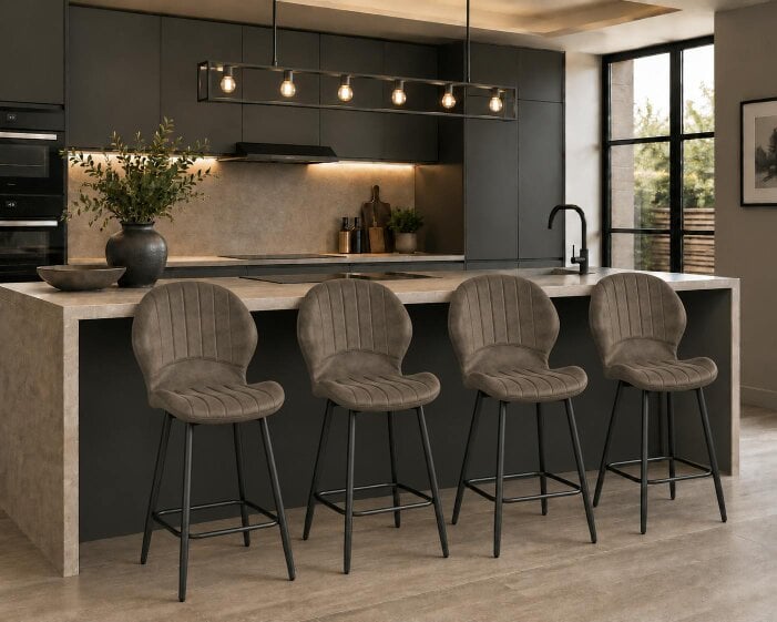 Outdoor Living Jaydn Distressed Leather Comfort Bar Stools