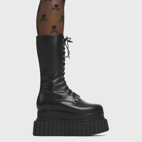Lamoda Passion Black PU Platform Shoes with Sleek Design and Elevated Style