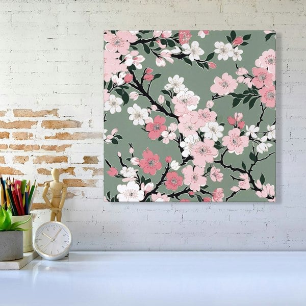 Warren Reed Pink Floral Abstract Pattern Canvas