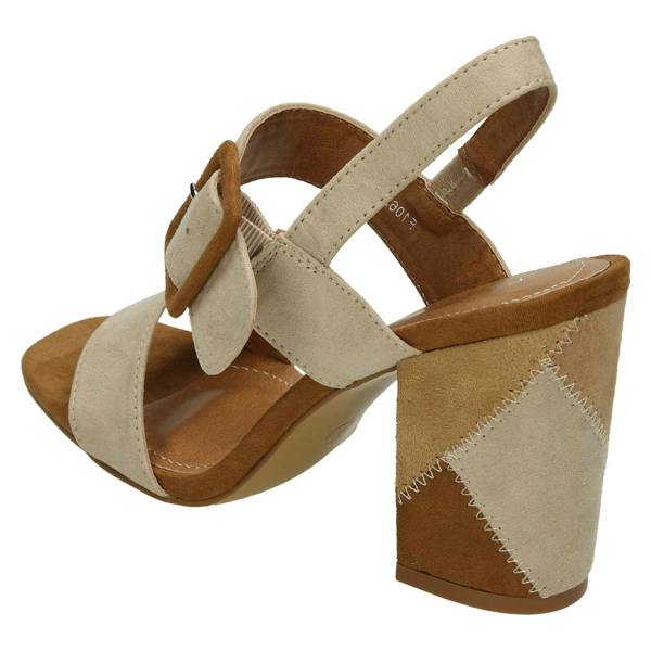 Spot On Ladies Spot On High Patchwork Heel Mule Sandals
