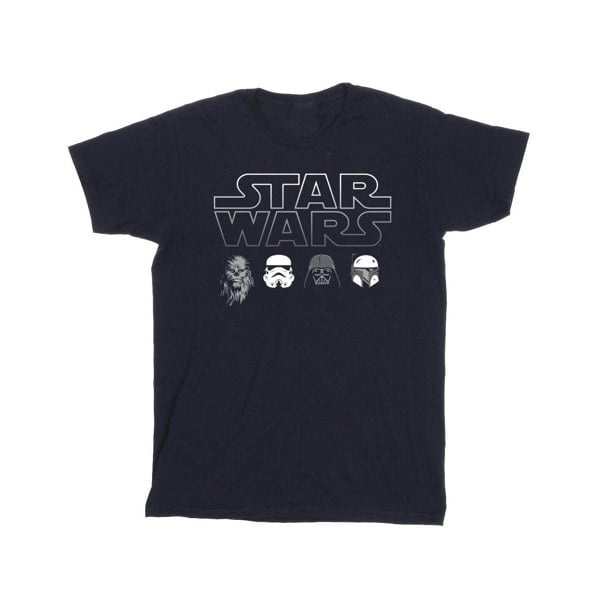 Star Wars Boys Character Heads T-Shirt - Navy Blue