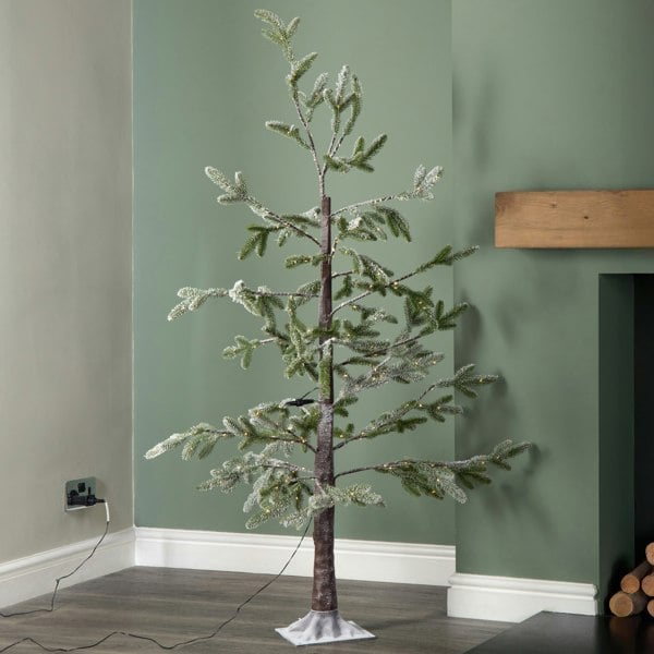 Samuel Alexander 5ft (1.5m) Light up Green Snowy Noel Christmas Tree with Stand and Warm White LEDs