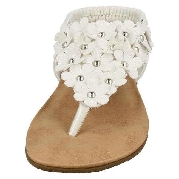 Spot On Girls Spot On Flat Flower Trim Toepost Sandals