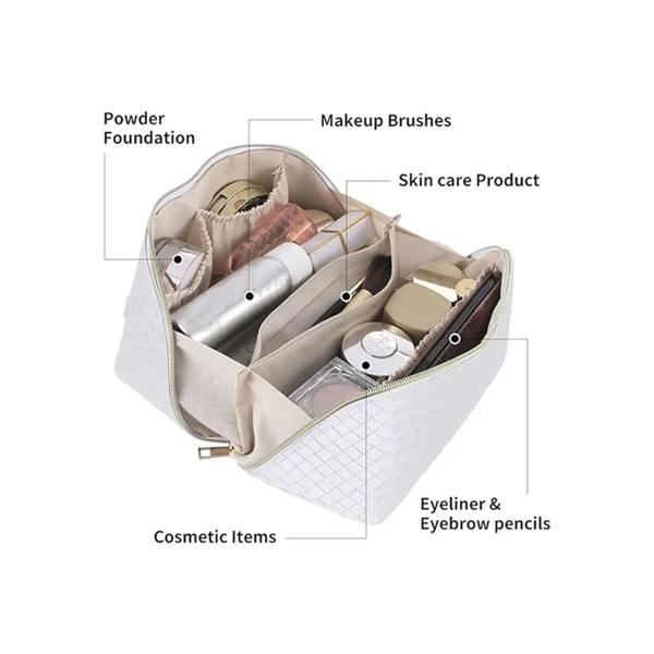 Dragodirect Travel Makeup Bag with Handle & Divider – Cosmetic Toiletry Organizer