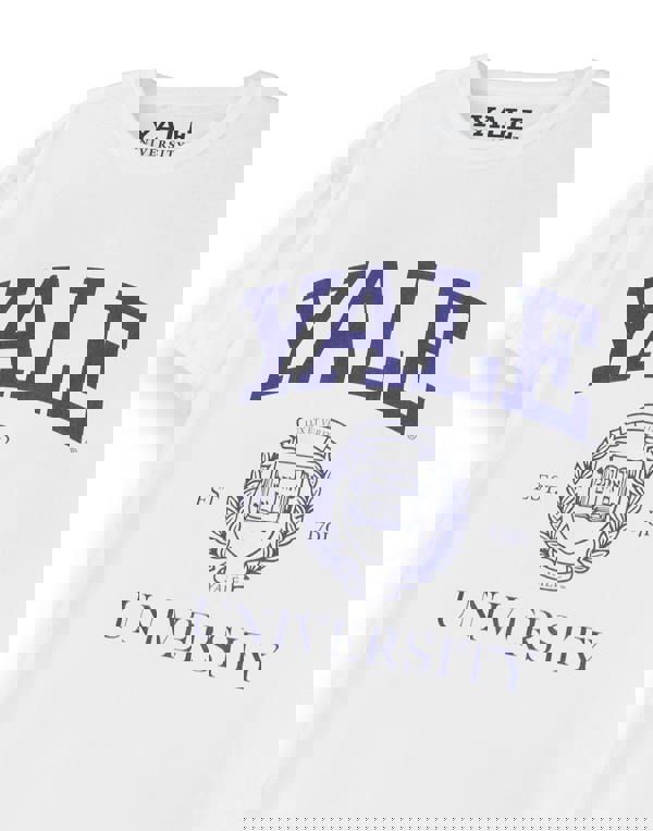 Yale Unisex White Crest Logo Short Sleeved T-Shirt