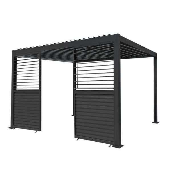 Anthracite aluminum pergola shutter panel, 123cm wide, featuring sleek horizontal slats and a modern, durable design for outdoor spaces