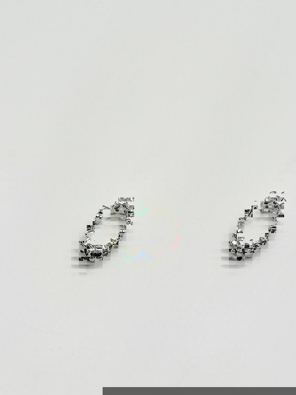 SVNX Diamante Clover Ring in Multi Silver Colour