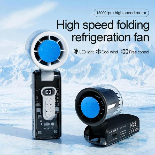 Dyzi Ice Cooling Folding Fan USB Rechargeable Black