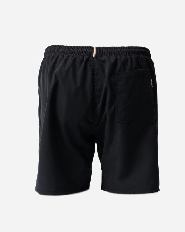 back of BOSS Orange Swordfish Mens Swimming Shorts in Black 005