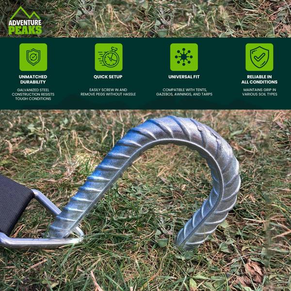 ADVENTURE PEAKS Ground Stakes 8 Pack Galvanised Ground Anchors 30cm Tent Stakes Steel Pegs for Camping Netting Outdoor Gardens