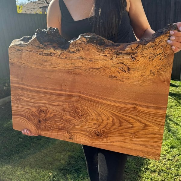 Giraffes & Craftz RARE Live Edge Ash Chopping Board - Unique Large Spalted Ash Cutting Board