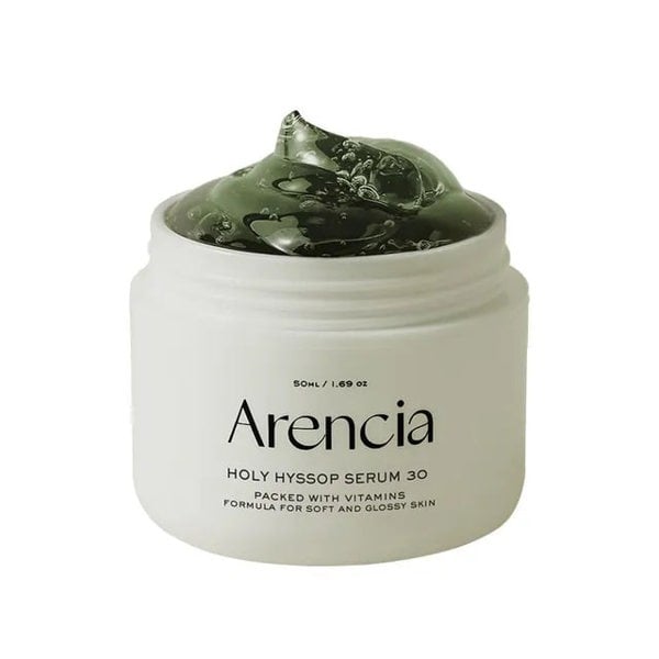 Arencia Holy Hyssop Serum 30 – 50ml Korean soothing serum with 30% Hyssop Extract available at Atelier De Glow UK.