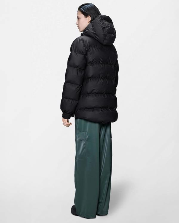 Rains Alta Womens A - Line Puffer Jacket - 01 Black | CHO | Designer Womens Puffer Jackets