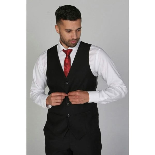 Paul Andrew Parker - Men's Plain Black Waistcoat