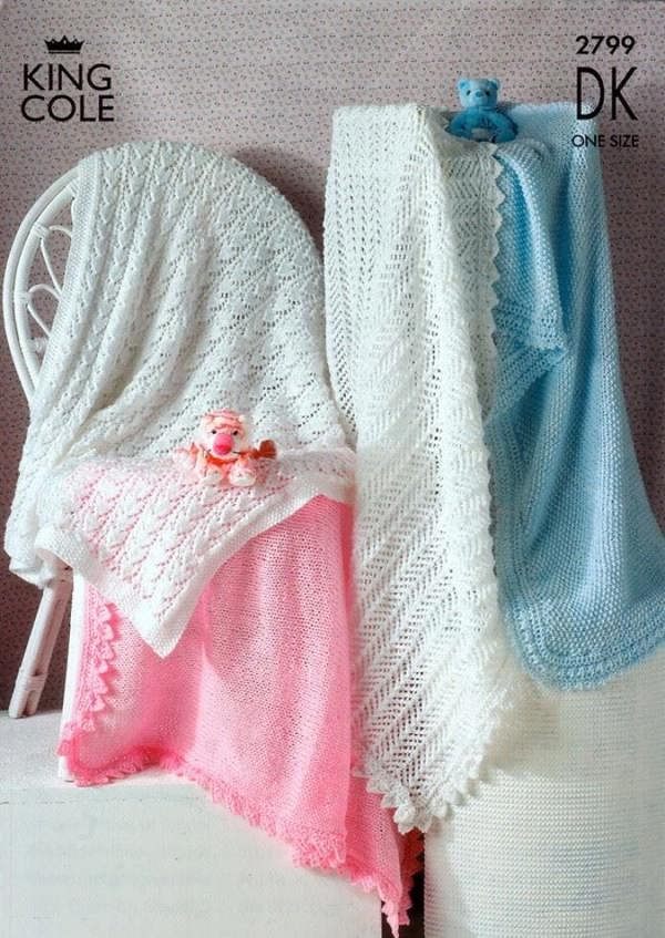King Cole Baby Knitting Pattern 2799, Shawls for Baby, One Size - Advanced