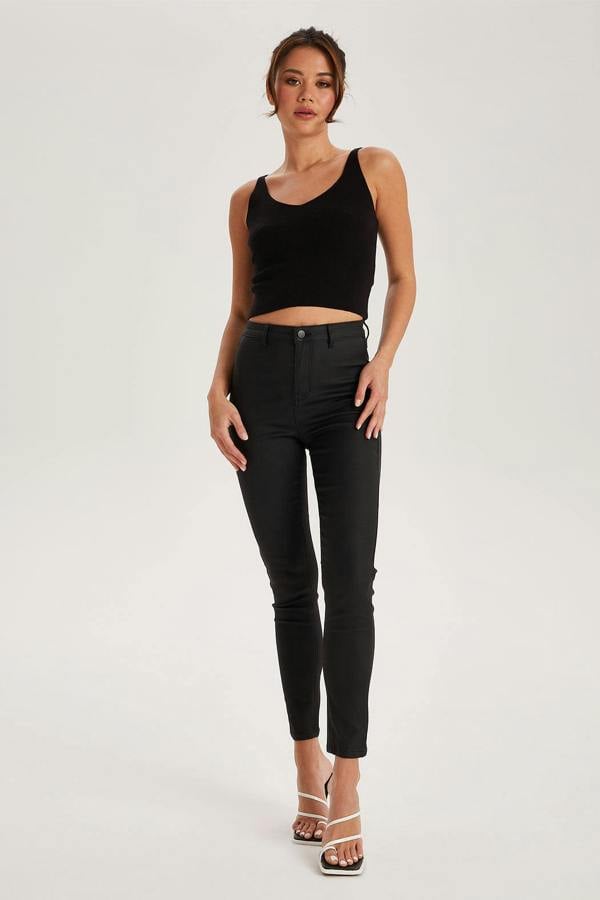 Urban Bliss Black Leather-Look High Waist Skinny Disco Jean