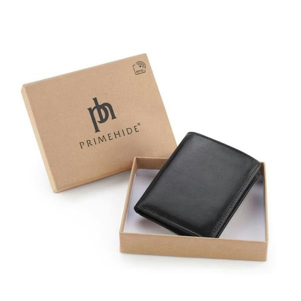 top view of black leather wallet for men nico tuscan