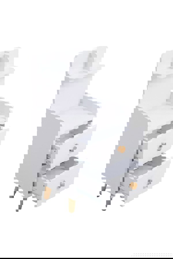 Living and Home 2 Drawer Wooden Bedside Table With Wooden Legs