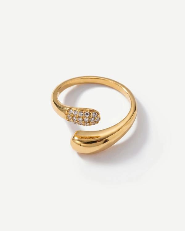 Elk & Bloom Double Star Dainty Dome 14K Gold Ring