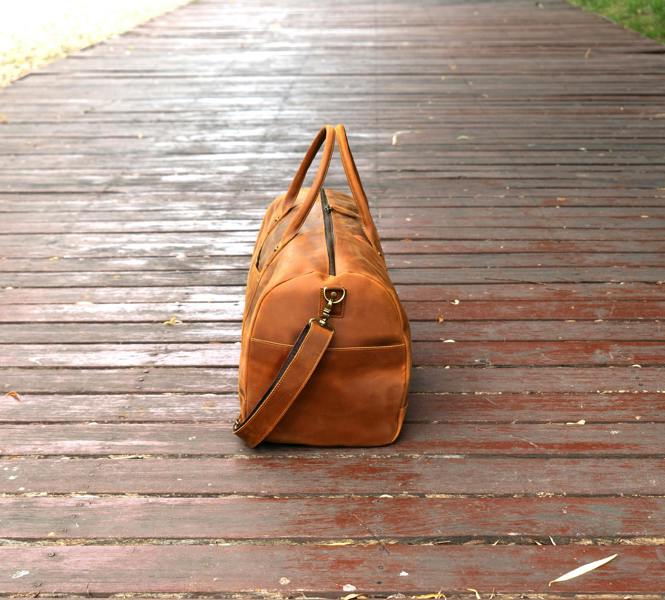 Touribag Genuine Leather Holdall Light Brown