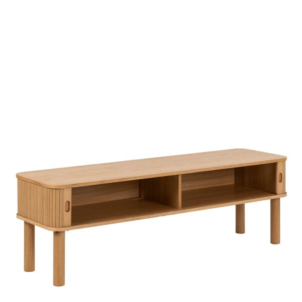 Wyld Haus Copenhagen Natural Oak Wood Etched TV Unit 2 Tambour Doors