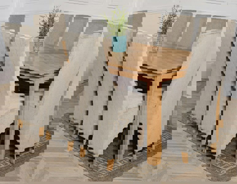 That's Furniture Oslo 180 x 90cm Large Oak Dining Set with Lola Fabric Chairs