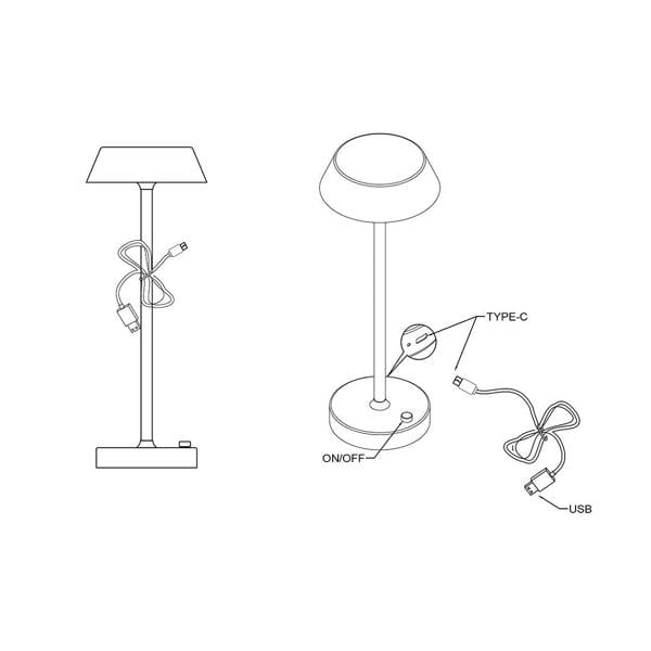 Energize Black LED Rechargeable Desk Table Lamp with Touch Sensor