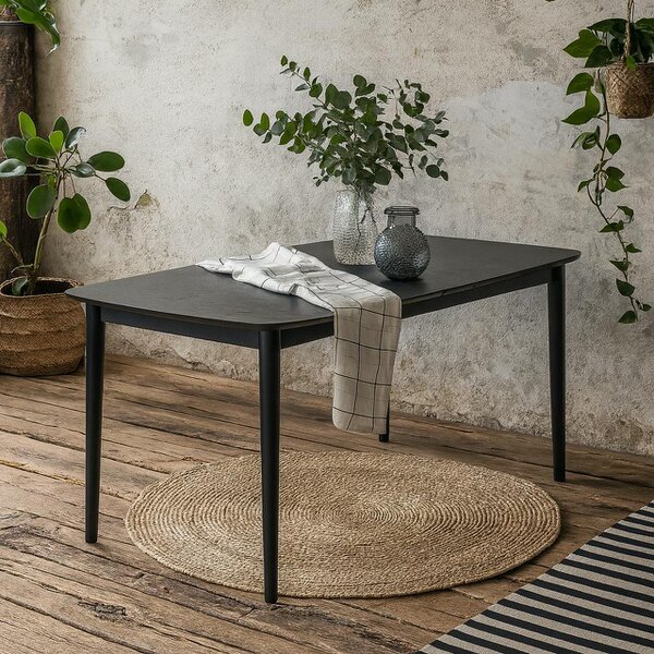 Wyld Haus Novi Sad Black Wooden Rectangular Extending Dining Table
