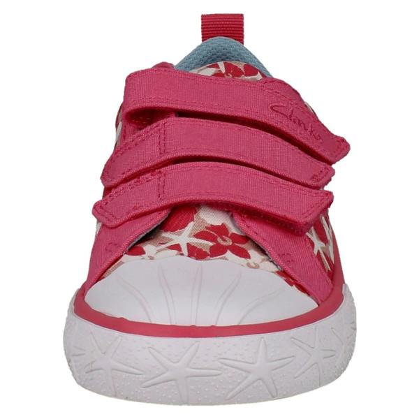 Clarks Girls Clarks Playprints Floral Starfish Design Canvas Shoes Foxing Shell