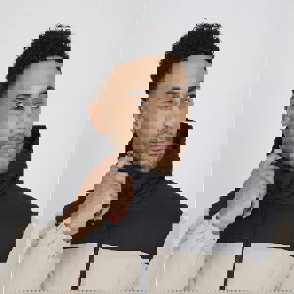 Brave Soul Stone Colour Block Padded Hooded Jacket - Stone Image 4