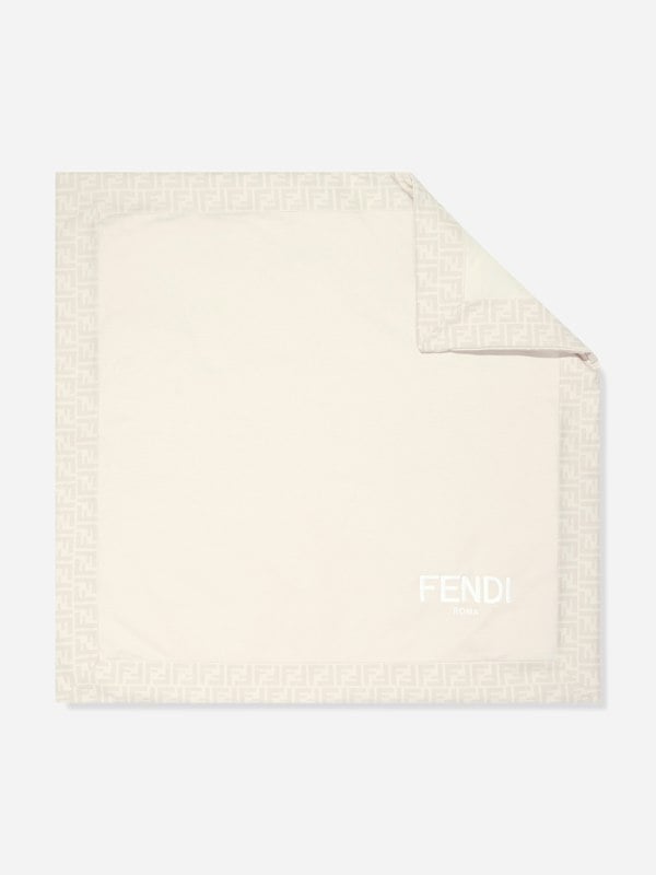 Fendi Kids Fendi Baby Logo Blanket in Beige