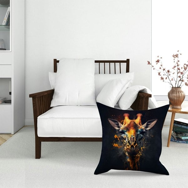 Warren Reed Golden Giraffe Face Splashart Floor Cushion