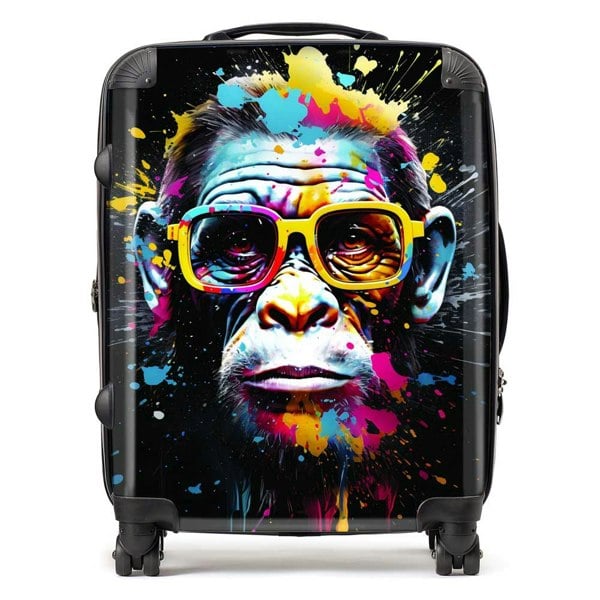 Warren Reed Coloured Splashart Monkey Face Suitcase