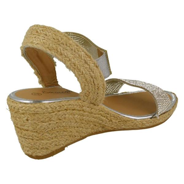 Savannah Ladies Savannah Wedge Open Toe Sandals With Diamonte Detail F2302