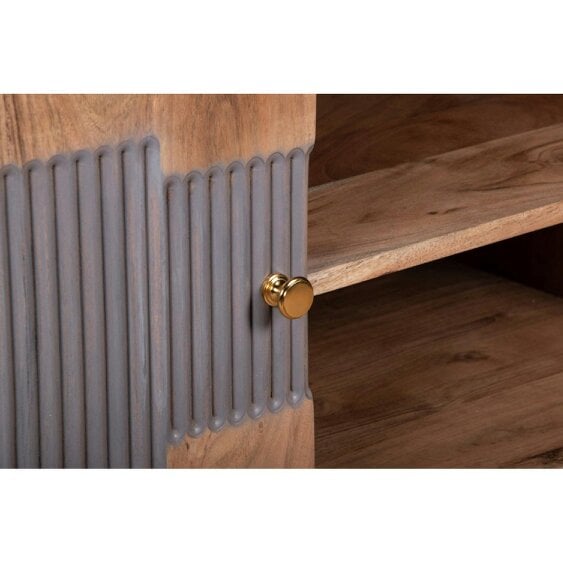 Wyld Haus Idaho Natural Acacia Wood and Brass Two Door TV Unit