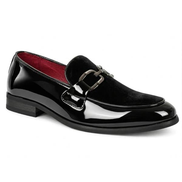 Dolcetto Men's Velvet Patent Slip-On Dress Loafers
