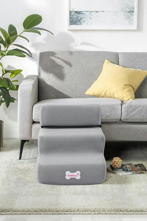 Living and Home 3-Step Upholstered Pet Stairs Climbing Ladder with Detachable Cover