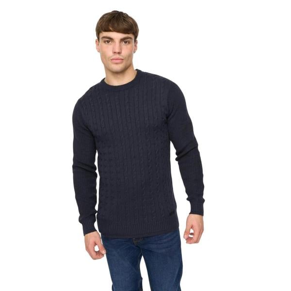 Crosshatch Mens Kabstars Cable Knit Pullover - Navy