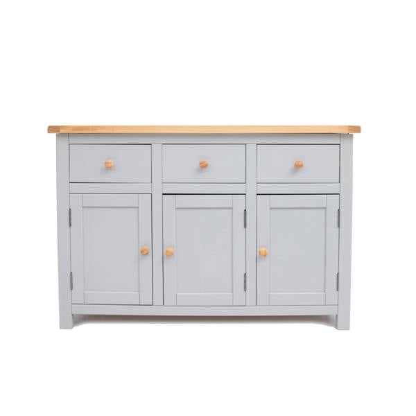 Argenta Light Grey 3 Drawer 3 Door Sideboard Wood Knob