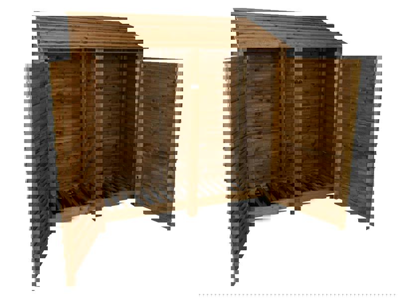 Arbor Garden Solutions Wooden Log Store with Doors W-187cm, H-126cm or 180cm, D-88cm - Brown Finish