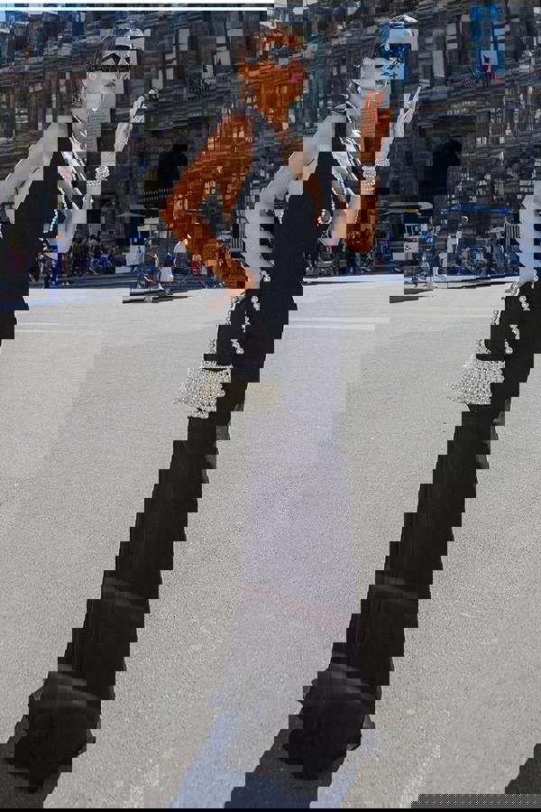 Pearl & Scuba Halter Neck Maxi Dress - Black DR4189