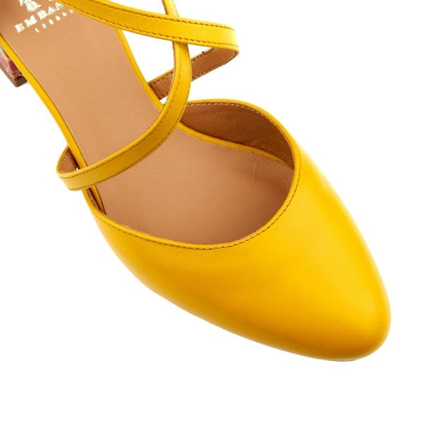 Embassy London Dannii - Yellow Signature - Women's 2.4 inch block heel closed toe leather sandal