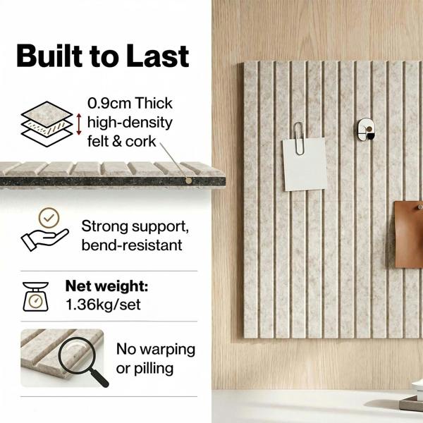 Levede Felt Notice Board 12PCS Wall Tiles Pin Board Self Adhesive Beige 30x30cm