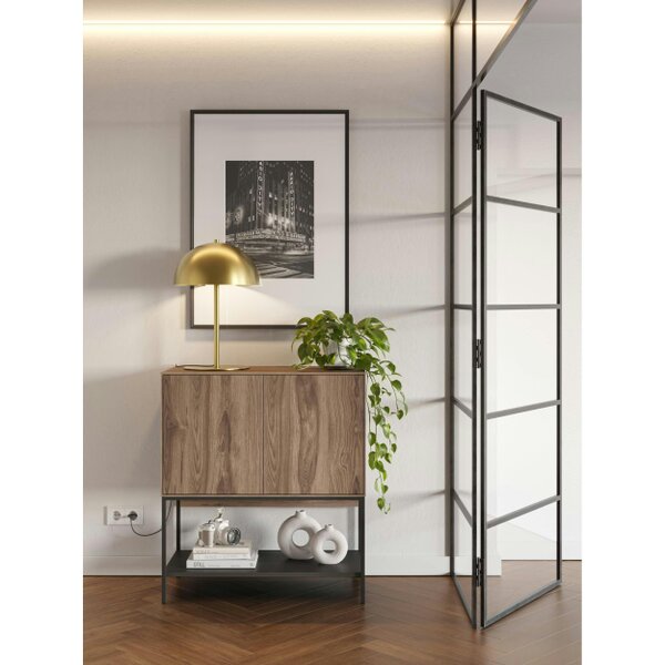 Decortie Amira 80cm Modern Console Table, Small Sideboard with Metal Legs & Push-to-Open Doors